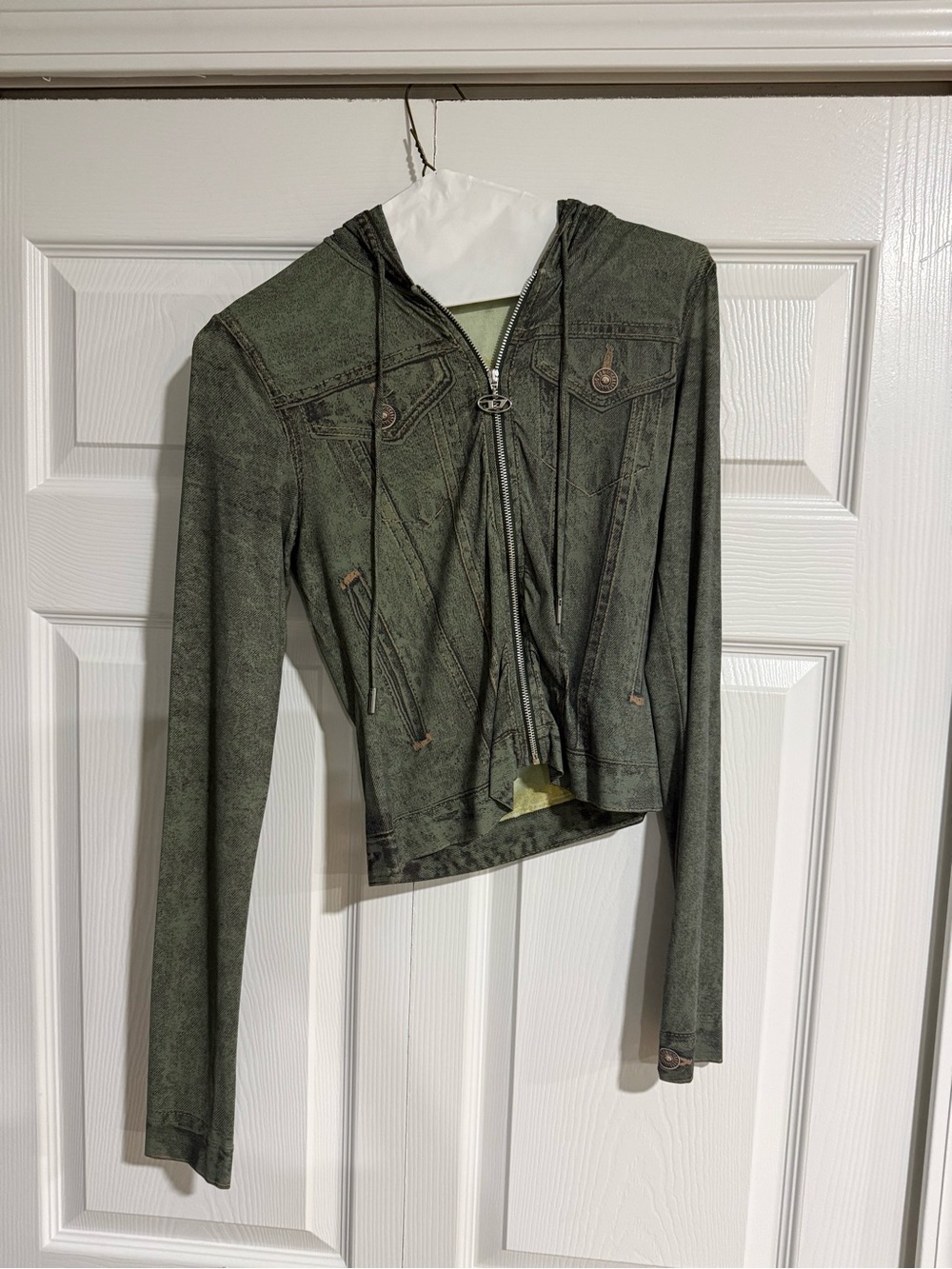 Diesel Olive Green Hooded Jean Jacket